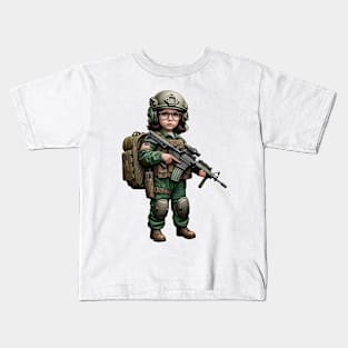 The Little Girl and a Toy Gun Kids T-Shirt